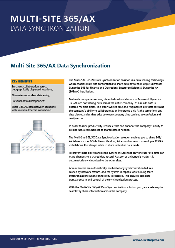 Thumbnail Product Sheet Bluestar Multi Site 365AX Data Synchronization