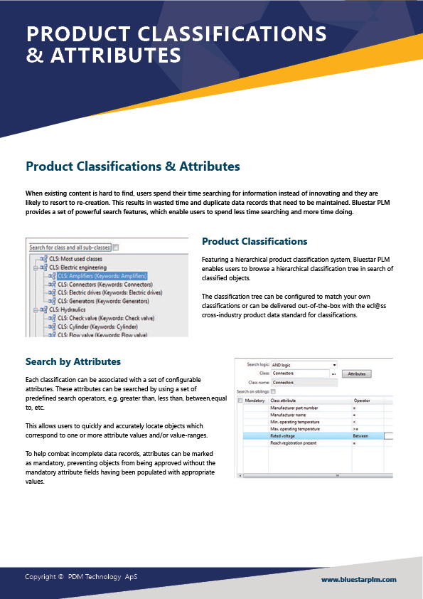 Thumbnail Product Sheet Bluestar Product Classification and Attributes